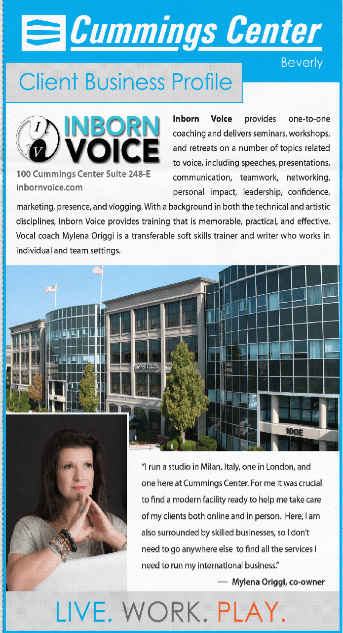 Inborn Voice recensita dal Cummings Business Center