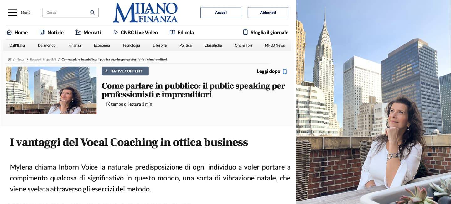 Inborn Voice su Milano Finanza